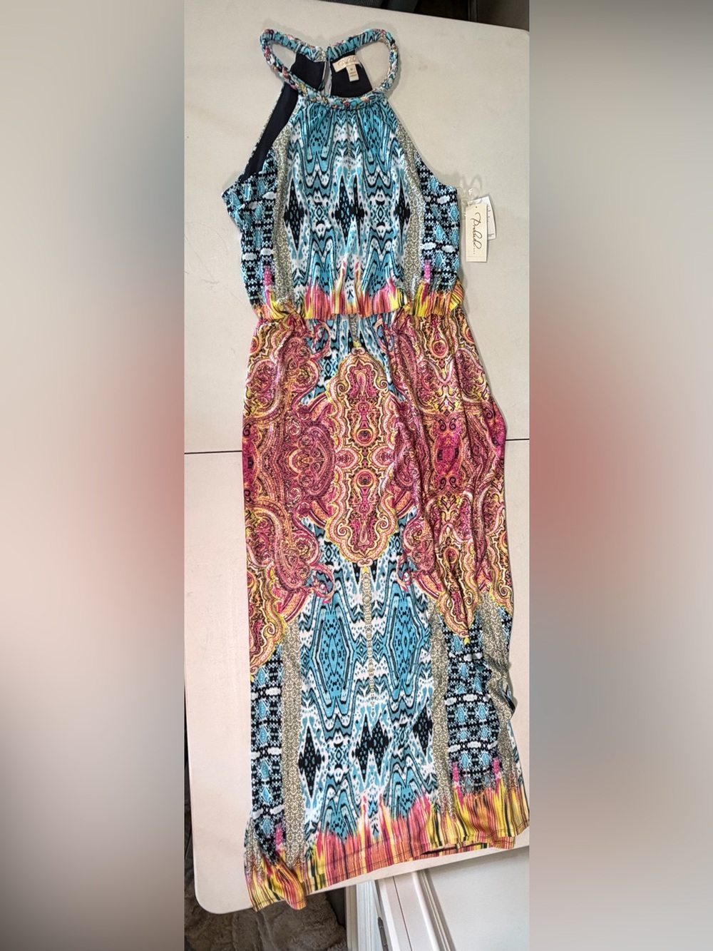 Prelude Women Multicolor Polyester Round Neck Sleeveless Long Maxi Dress NWT MED